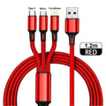 Lovebay-USB Fast Charging Cable, 3 in 1, Type C, Micro, IOS, Multi Charger Cable for iPhone, Huawei, Samsung, Braided Nylon Cord